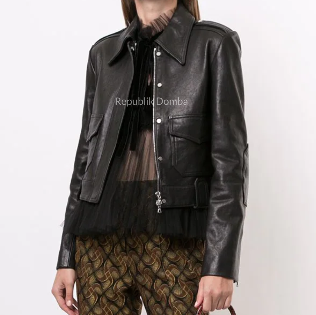 Jaket Kulit Wanita Pilot - WP 405 - Detail Bahan Kulit Domba