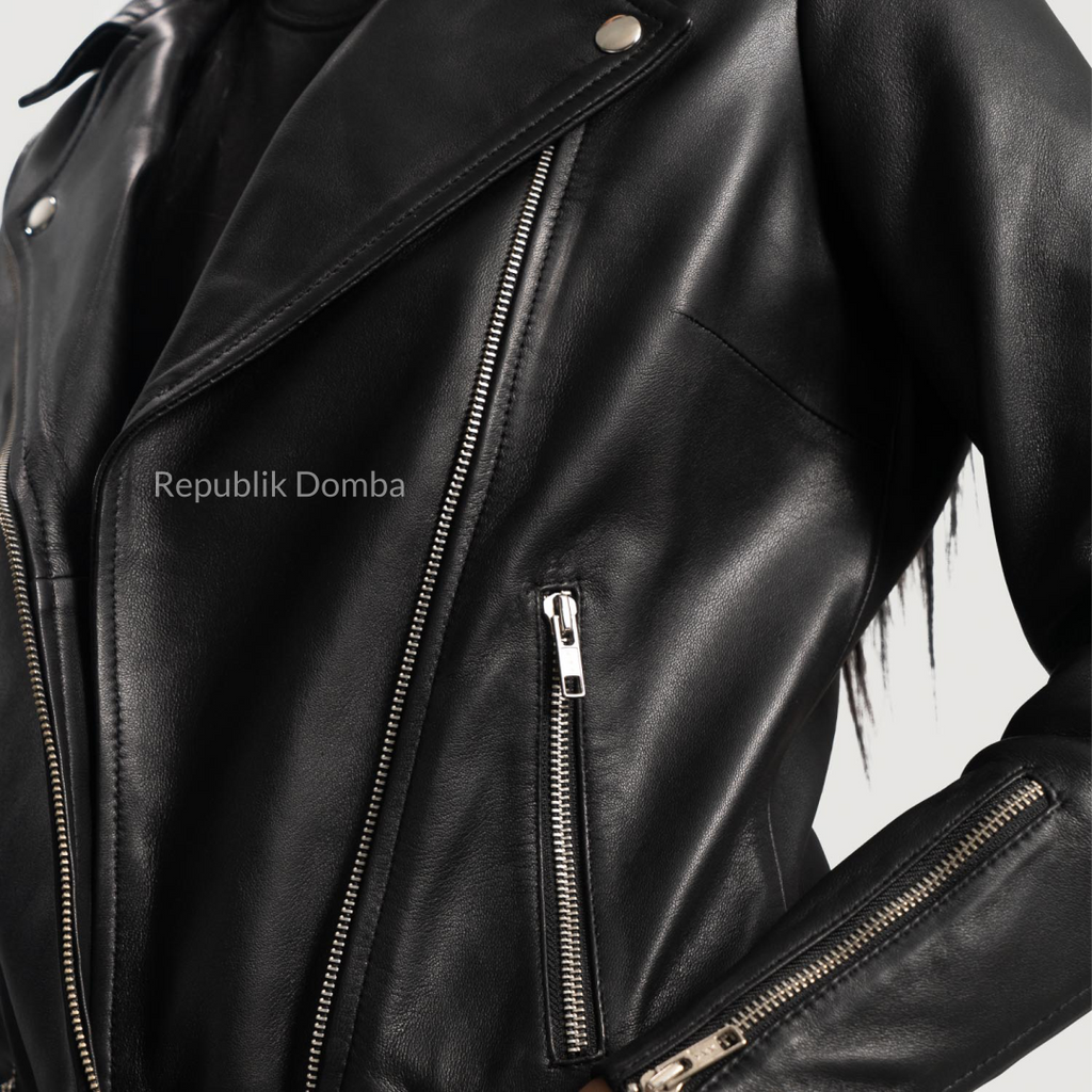 Jaket Kulit Domba Wanita Premium | WS 409 - Detail Bahan Kulit Domba