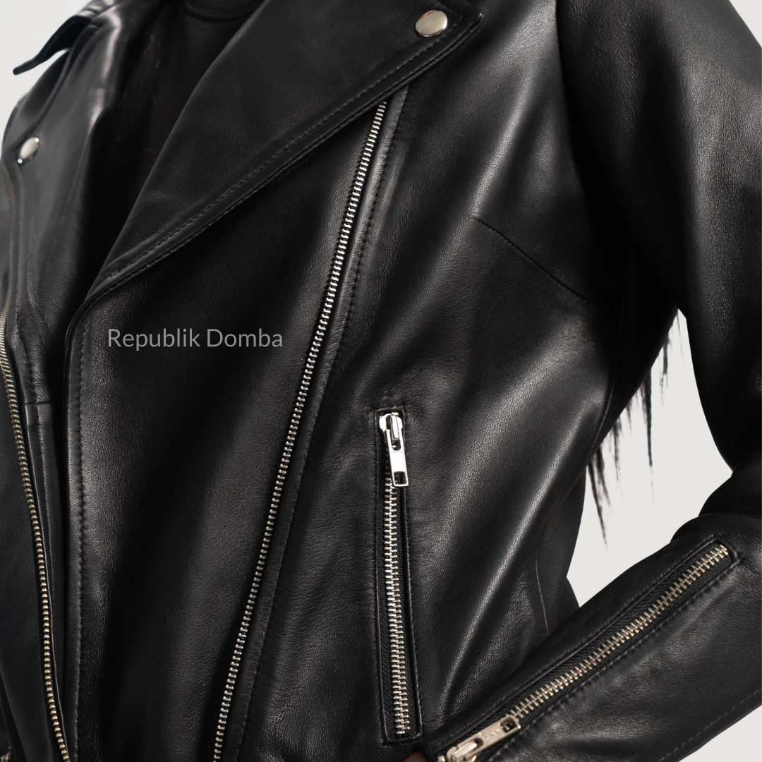 Jaket Kulit Domba Wanita Premium | WS 409 - Detail Bahan Kulit Domba