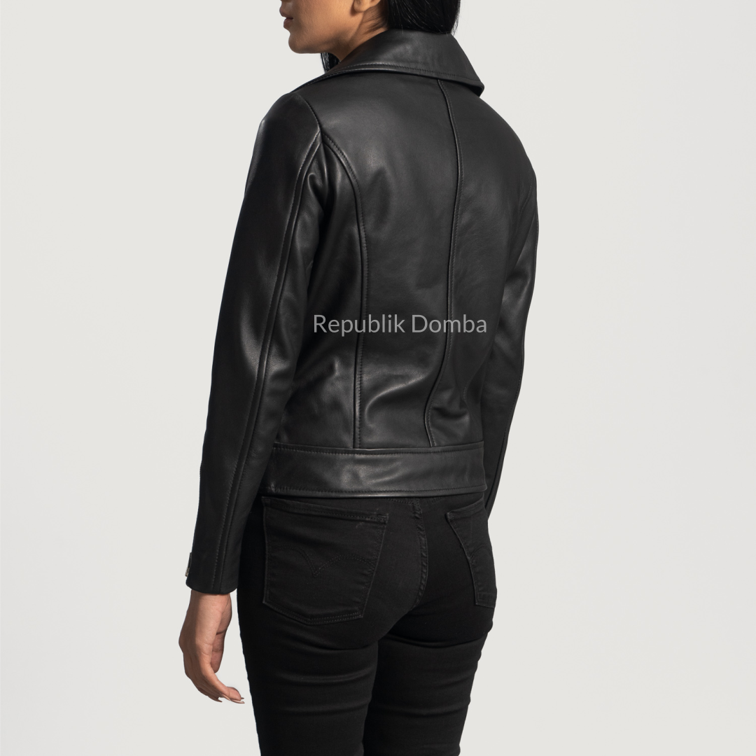 Jaket Kulit Domba Wanita Premium | WS 409 - Detail Hardware dan Jahitan
